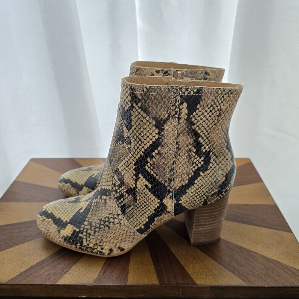 Lucky Brand Sheirin Ankle Boots Booties US 6.5 Womens Snakeskin Leather Zip Up - Picture 5 of 12